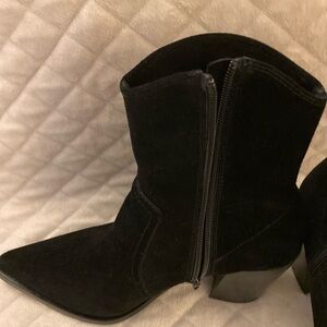 Jeffrey Campbell Jessine Black Suede Boots zipper  Pointed Toe  Western Feel